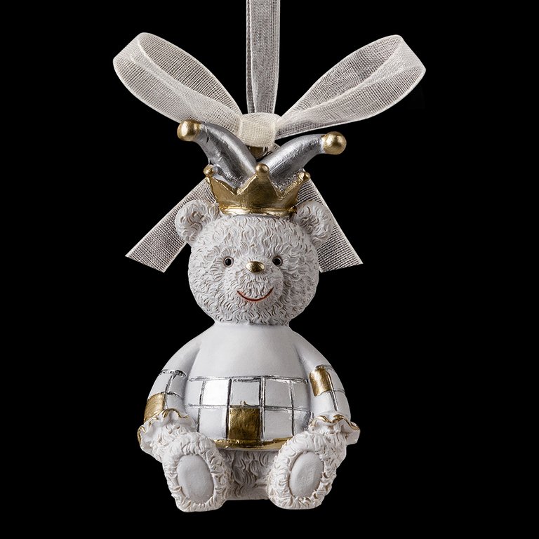 Украшение елочное из полирезины "Королевский мишка золотой" 7 см