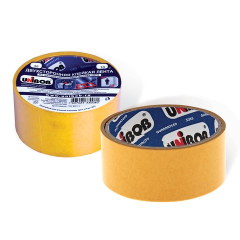 Скотч двухсторонний (полипроп. основа) 38 мм*10 м, UNIBOB