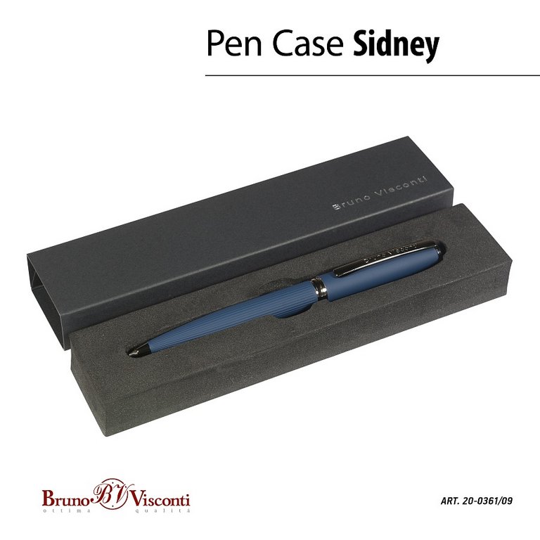Ручка шариковая Bruno Visconti "Sidney" в футляре (картон), металл. корпус синий
