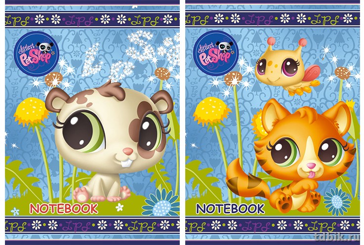Записная книжка 148*105 мм, 24л. кл., на скрепке "Littlest Pet Shop"