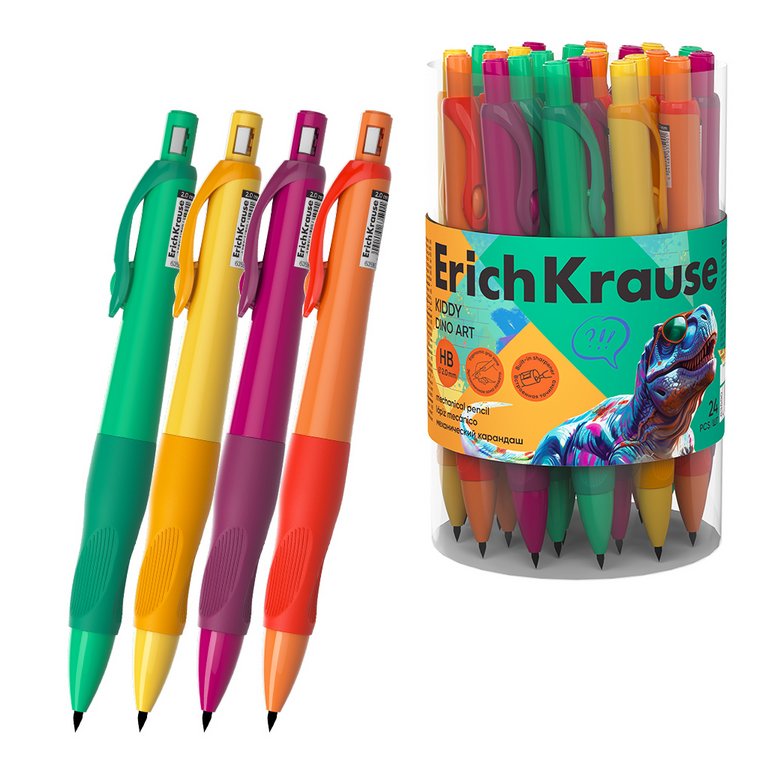 Карандаш механический 2 мм ErichKrause "Kiddy Dino Art" с точилкой