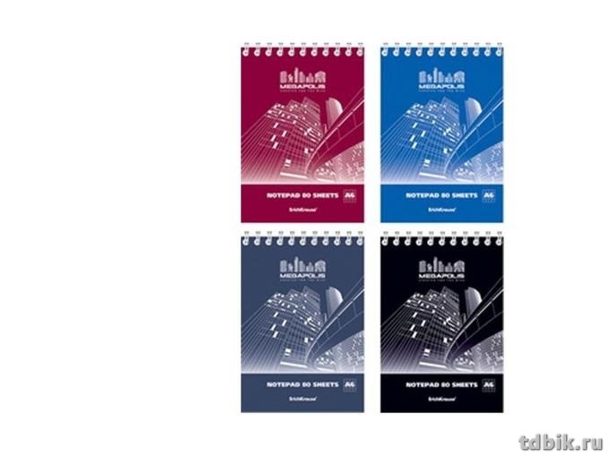 Блокнот А6  80л., 105*148 мм, на спирали кл. "Megapolis"