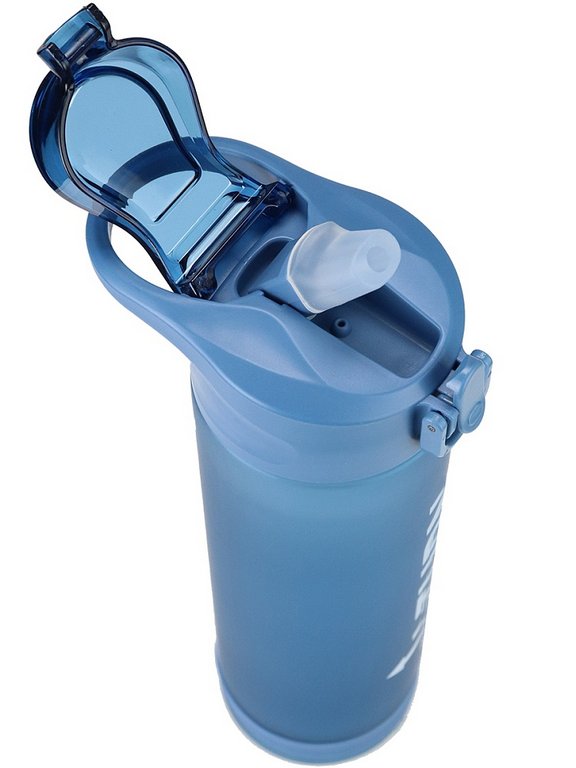 Бутылка пластиковая  850мл "Сила" синяя (крышка-защелка, поильник с трубочкой) MILAND