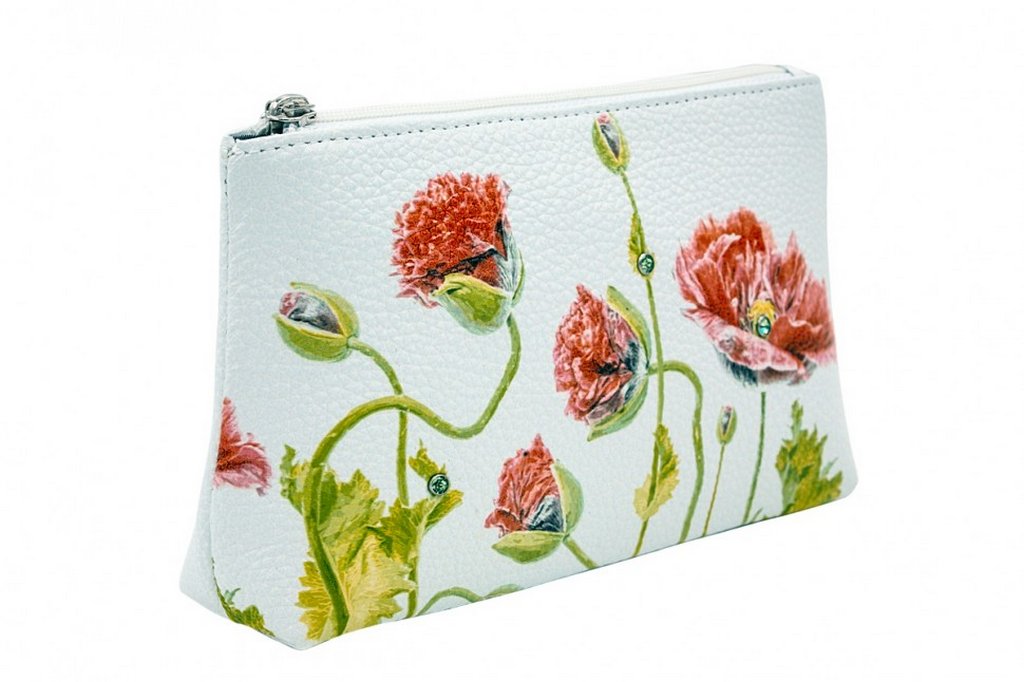 Косметичка D.Morelli "Альба" нат.кожа, принт маки