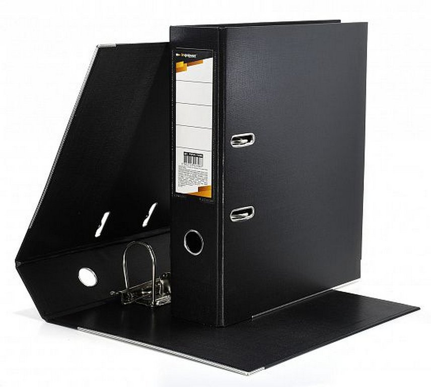 Папка-регистратор А4 75мм inФОРМАТ, двустор. покрытие, метал. окантовка пл. карман на торце, черная