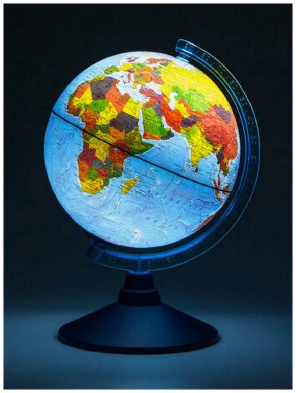 Глобус физический + политический D=21 см с подсветкой Globen (на батарейках)