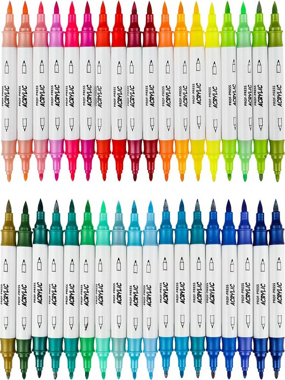 Набор маркеров акриловых 63 цв. двусторонние (в пластик. кейсе) Prof-Press