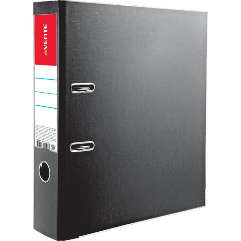 Папка-регистратор А4 75мм deVENTE, двустор. покрытие, метал. окантовка пл. карман на торце, черная