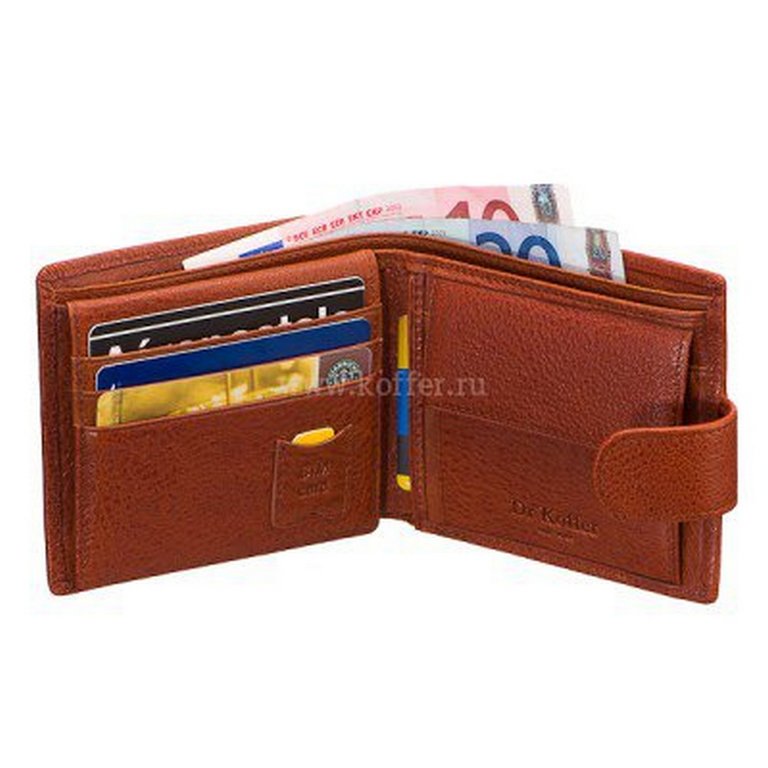 Портмоне Dr.Koffer 11*9,5см, нат. кожа, коньяк