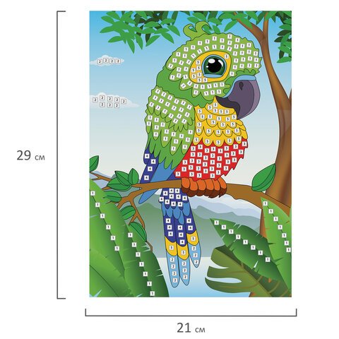 Аппликация из ЭВА сверкающая "Попугай" А4 ЮНЛАНДИЯ