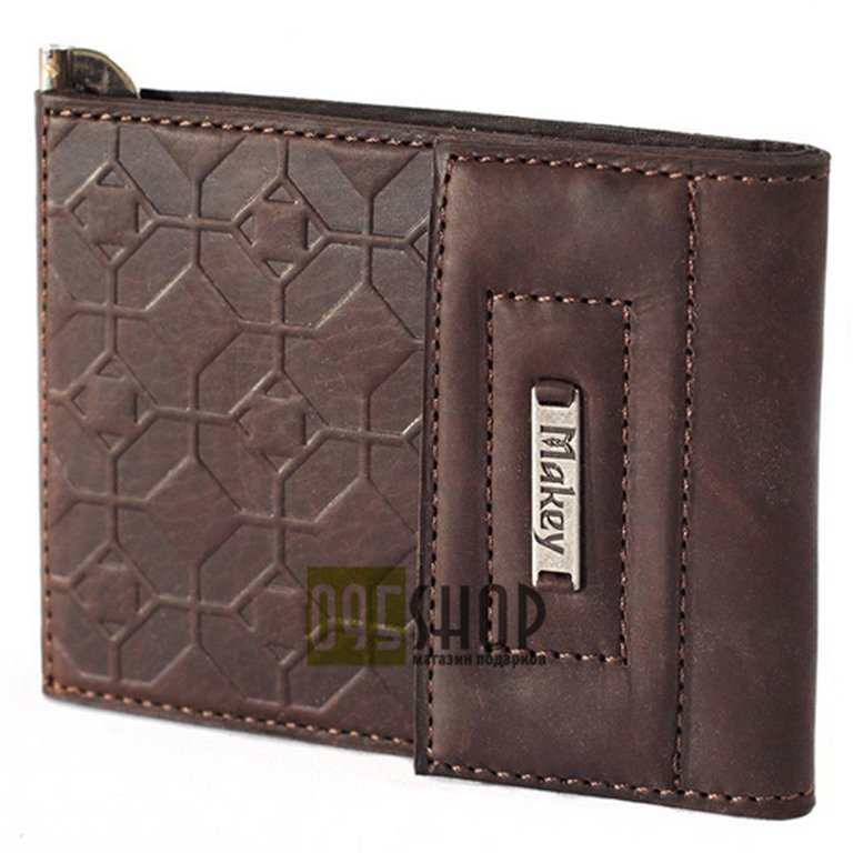 Зажим для денег 80*112мм "Макей" нат. кожа, цвет коричневый (многофункциональный)