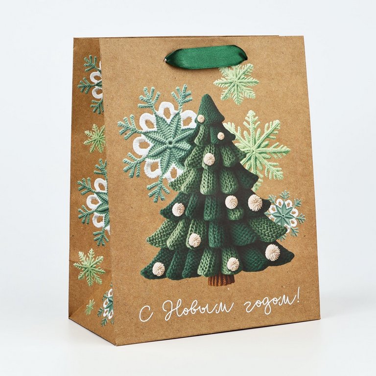 Пакет бумажный НГ 18*23см крафт "С Новым годом"