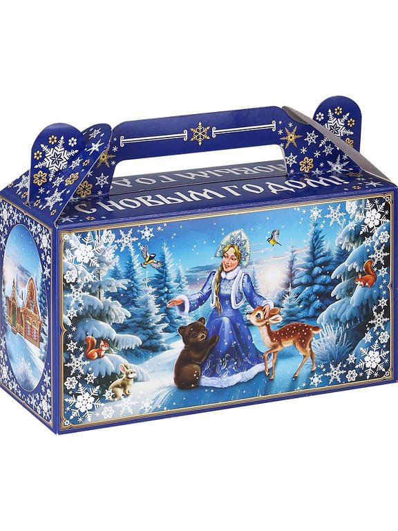 Коробка для конфет на  500 гр "Сундучок. Дед Мороз пишет письмо" (36,9*27,4*15,4см)