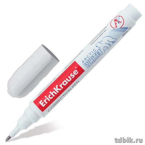 Корректирующая ручка метал. узел  5 мл., Erich Krause Arctic white