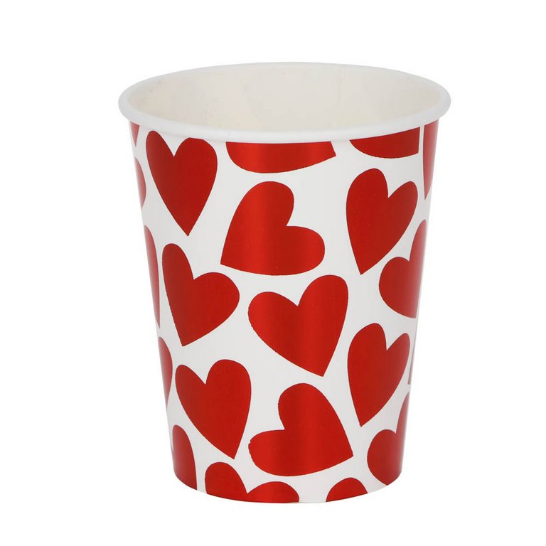 Стакан картонный 0,25 л. 6шт/уп "Фольгированные сердечки" (ассорти)