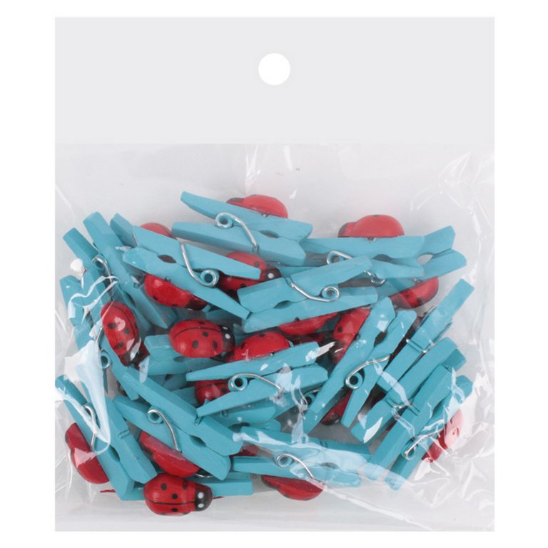 Прищепки деревянные с декором "Божья коровка" 25мм (24шт/уп) ассорти