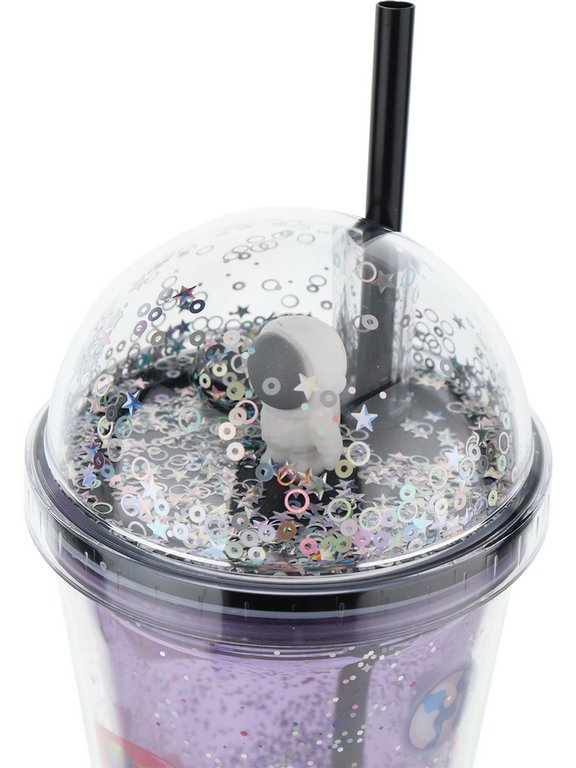 Стакан с трубочкой и крышкой 450мл "Космическое путешествие"