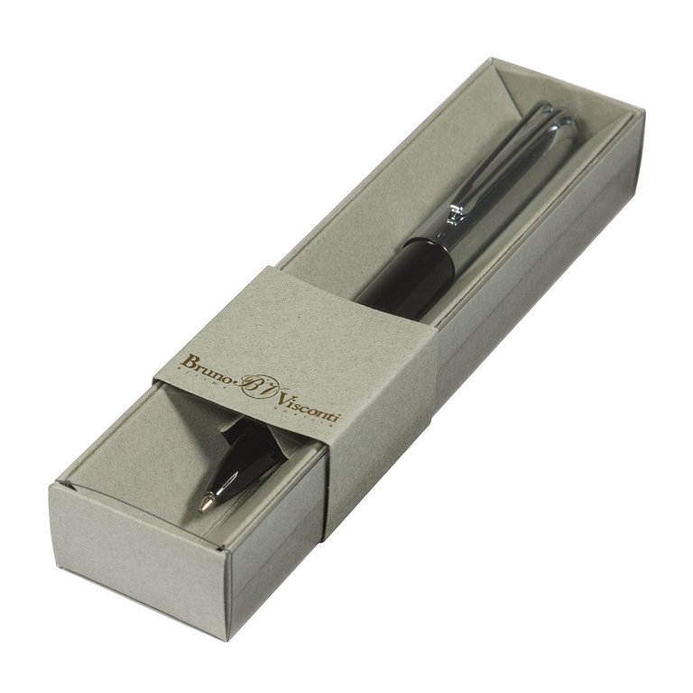 Ручка шариковая Bruno Visconti "Napoli" в футляре (картон) корпус черный/серебро, синяя 1,0мм