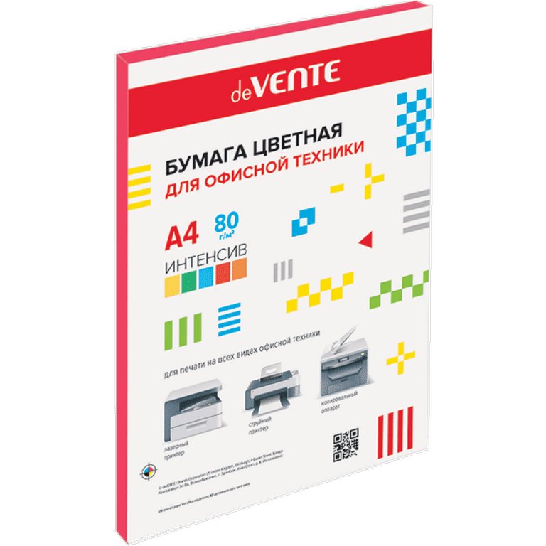 Бумага "deVente" 80г/м2 А4,  20 лист/уп, красный интенсив