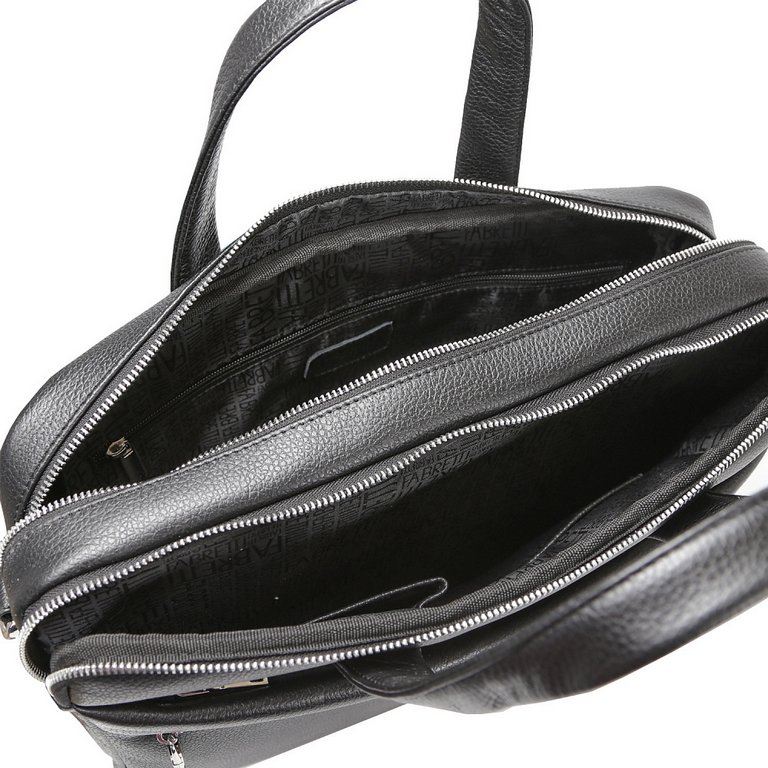 Сумка мужская FABRETTI 38*28*7,5, нат. кожа, черный