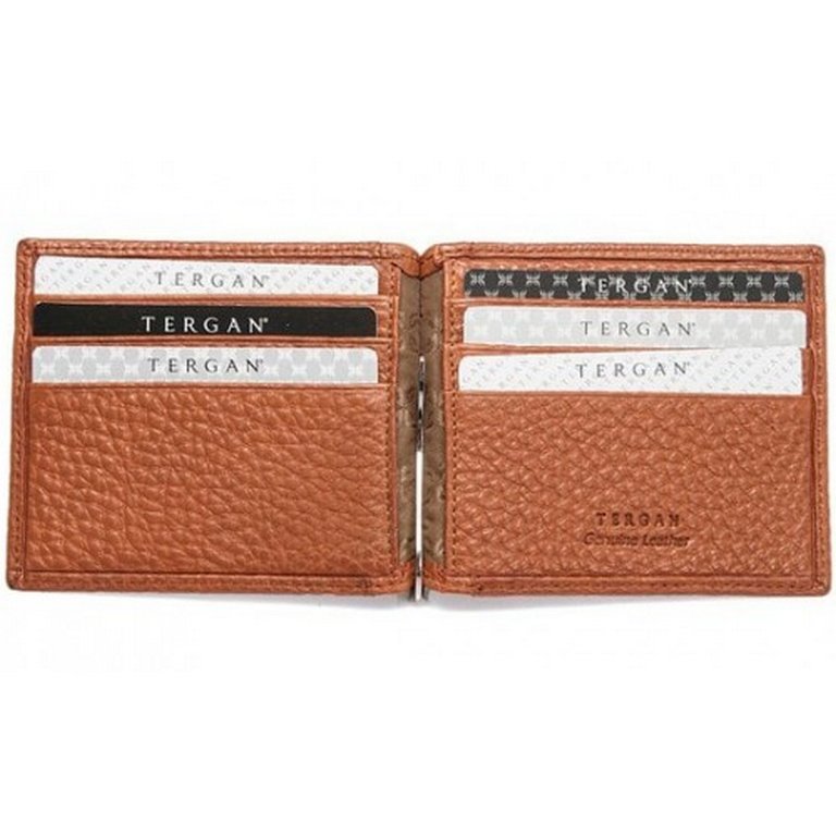 Зажим для денег Tergan 9,5*8,5см, нат. кожа, цвет терракотово-бордовый