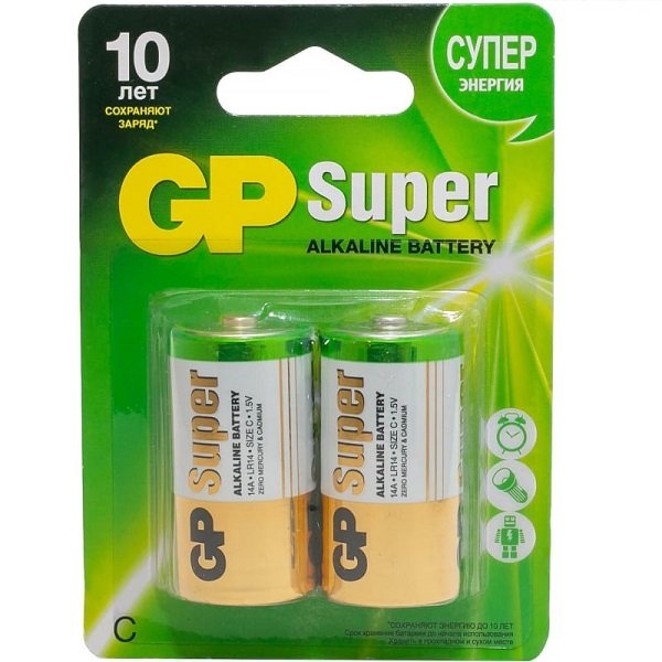 Батарейка щелочная LR-14 GP Super Alkaline 2шт/уп