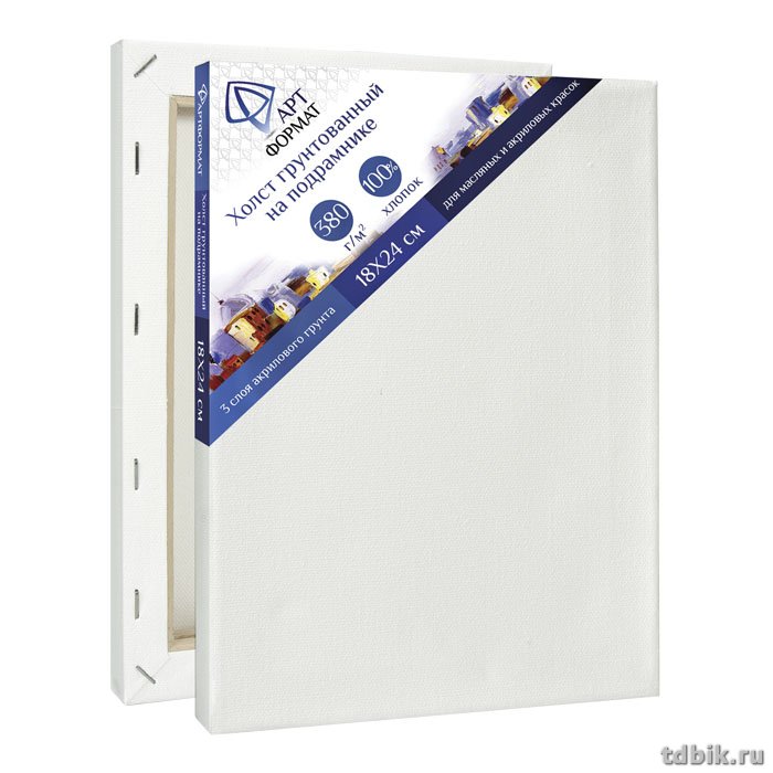 Холст грунтованный на подрамнике 18*24 см среднее зерно (100% хлопок, 380 г/м) АРТформат