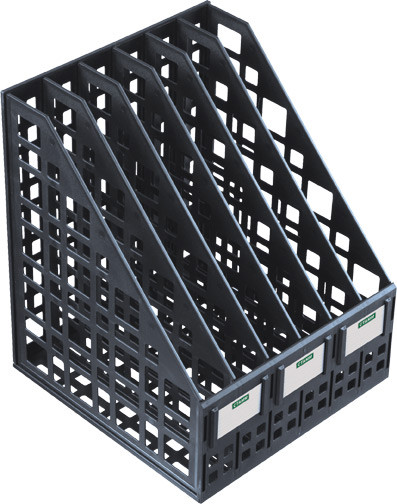 Лоток вертикальный 6-и секцион. разборный, черный Стамм