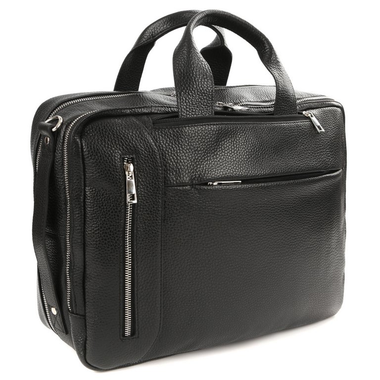 Рюкзак-сумка мужской FABRETTI 39х29х13 см, нат. кожа, черный