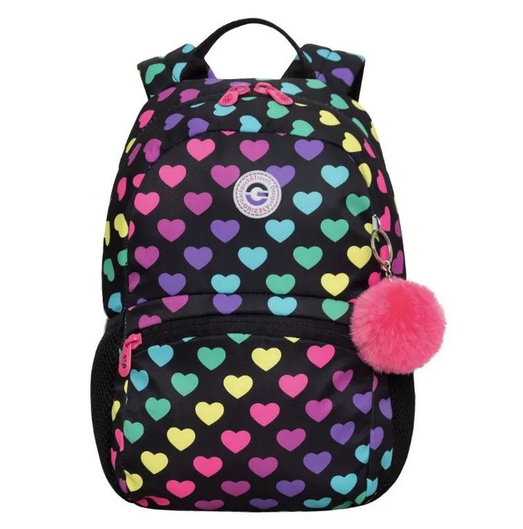 Рюкзак школьный для девочки Grizzly 36*25*11 см, сердечки
