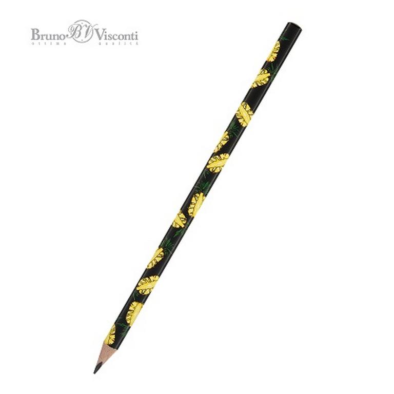 Карандаш ч/г HB с рис. трехгранный Bruno Visconti HappyGraphix "Ананас"