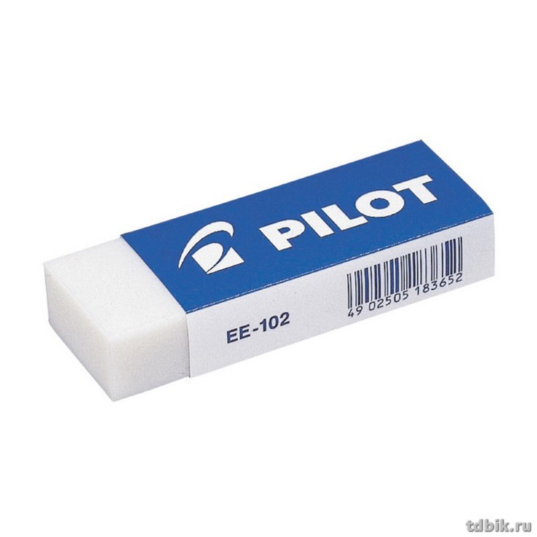 Ластик Pilot виниловый 62*22*12 мм, картонный держатель, белый
