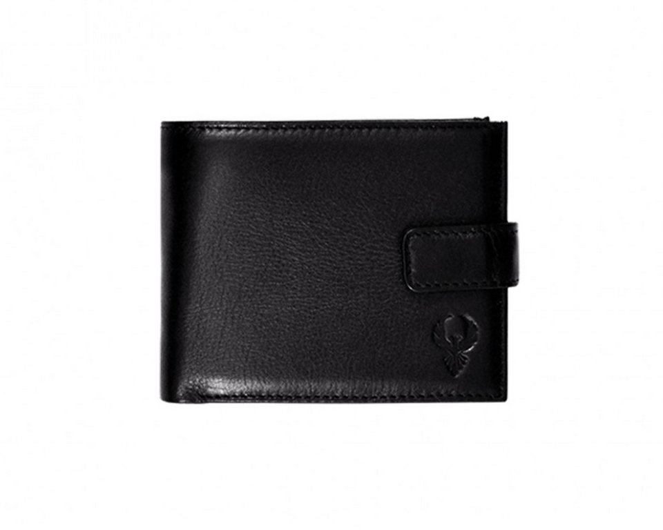 Портмоне Faetano мужское, с хлястиком, нат.кожа, черный