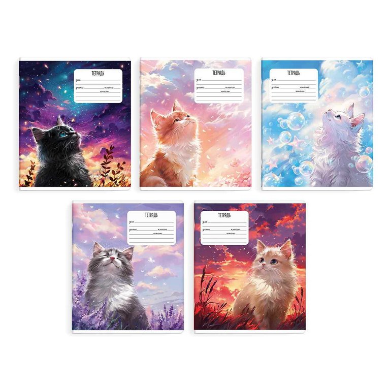 Тетрадь 24 лист кл. А5+ "Мечты кота" ассорти