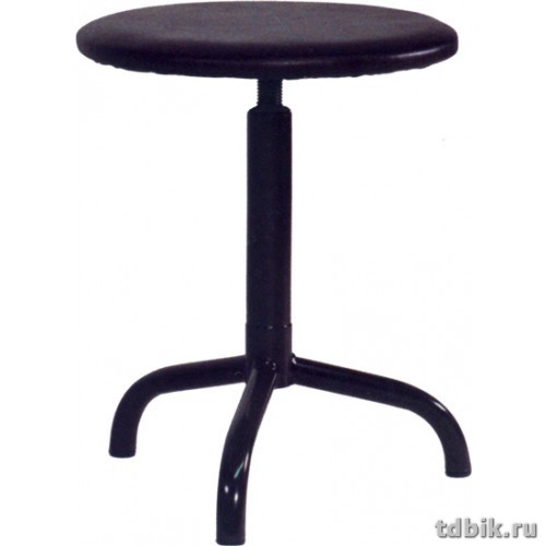 Табурет винтовой, черный каркас, черный кож. зам., р-р 330/350*390/510; 4,9 кг.