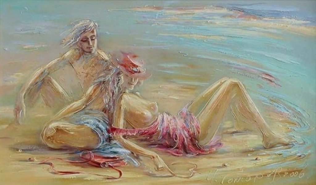 Постер на холсте 68*40см, Игорь Гончаров "Рисунок на песке"