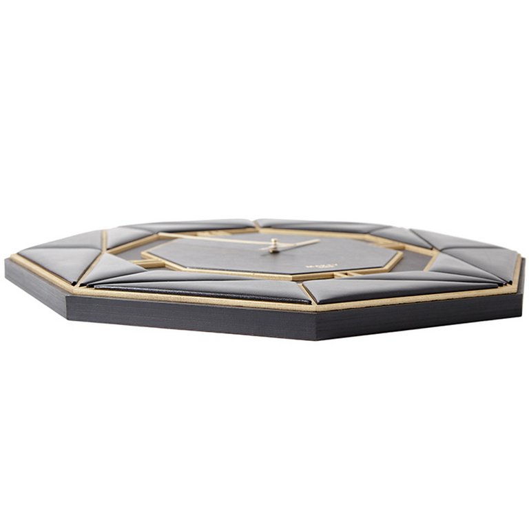 Часы настенные Макей "Deco" нат. кожа 42*42 см, цвет черный