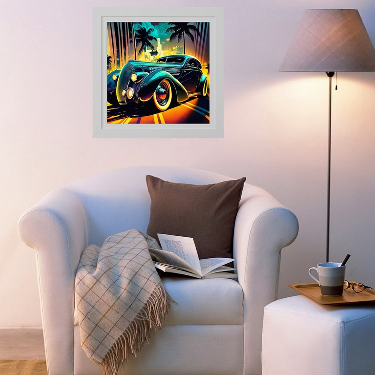 Роспись по номерам (холст) 30*30см "Ретро автомобиль" (основа+акрил.+кисти) 19цв.