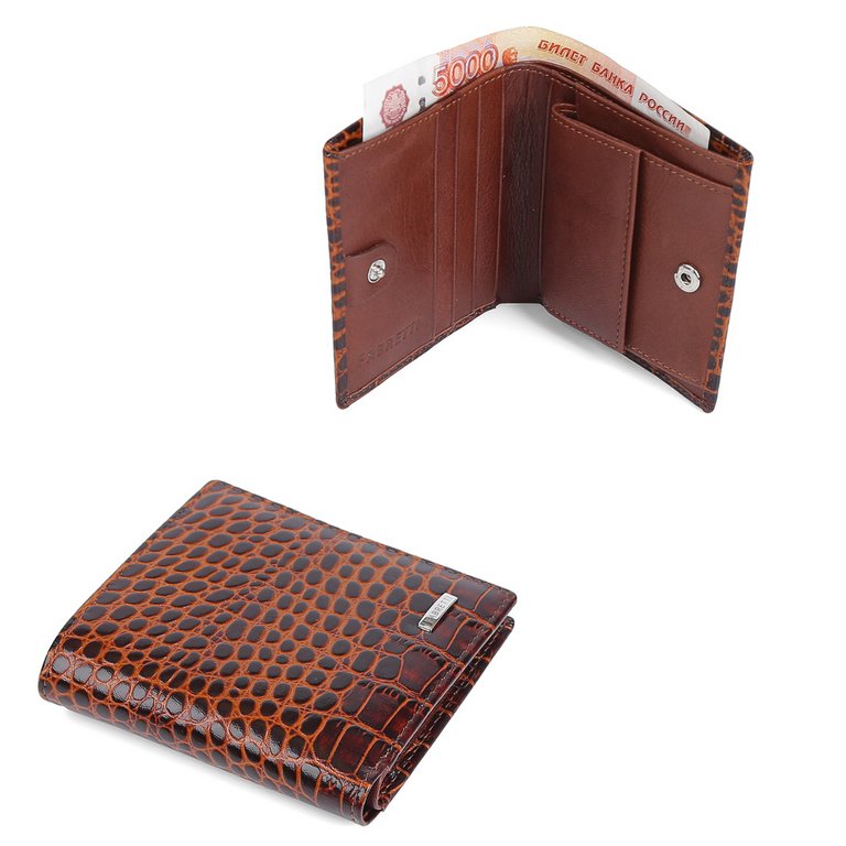 Портмоне FABRETTI мужское, нат.кожа,  9,6*10*2см, коричневый