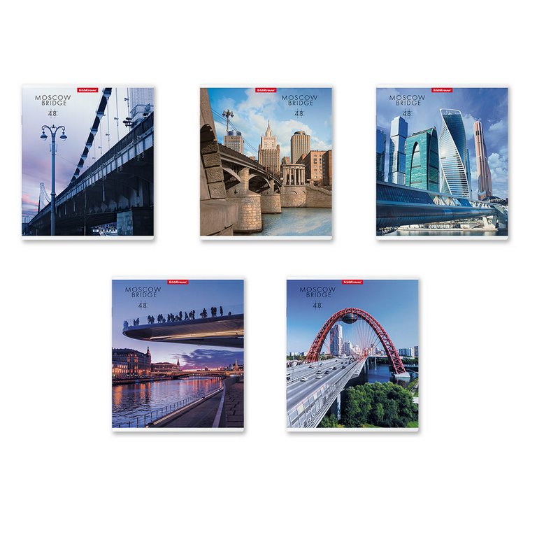 Тетрадь 48 лист кл. А5 на скрепке "Moscow Bridge" 5 ВИДОВ