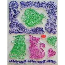 Штамп силиконовый Viva Decor 14*18см "Кошка, Сова и Сердце"