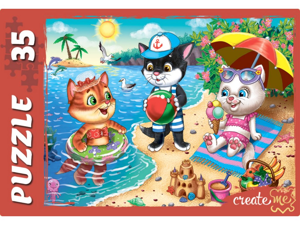 Пазлы   35 дет. "Забавные Котики" Рыжий КОТ