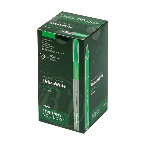 Ручка шариковая масляная BV UrbanWrite резин. упор 0,7мм зеленая (стерж. 139мм, линия 0,5мм)