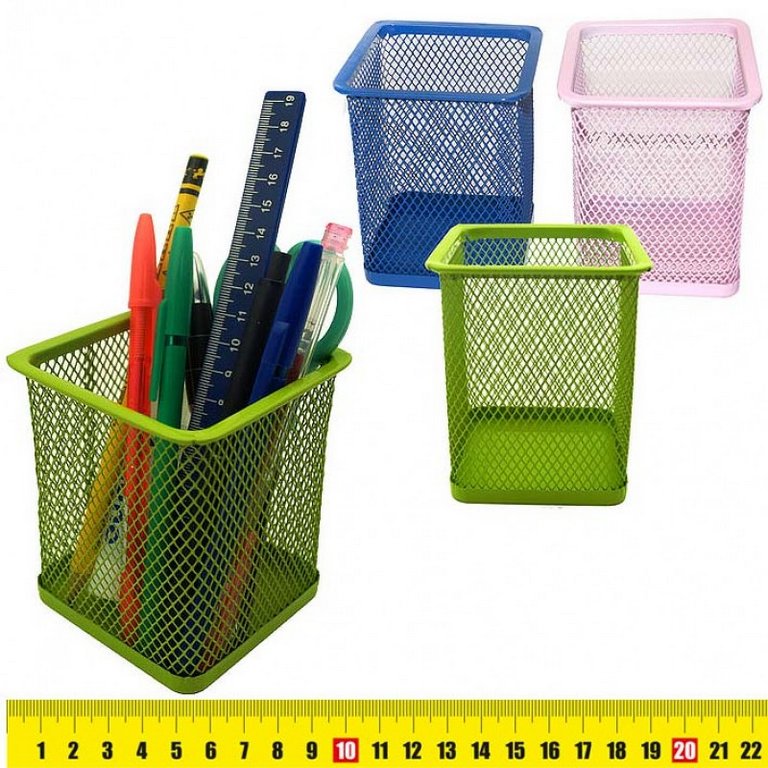 Подставка для ручек металлическая квадратная "Deli" черная