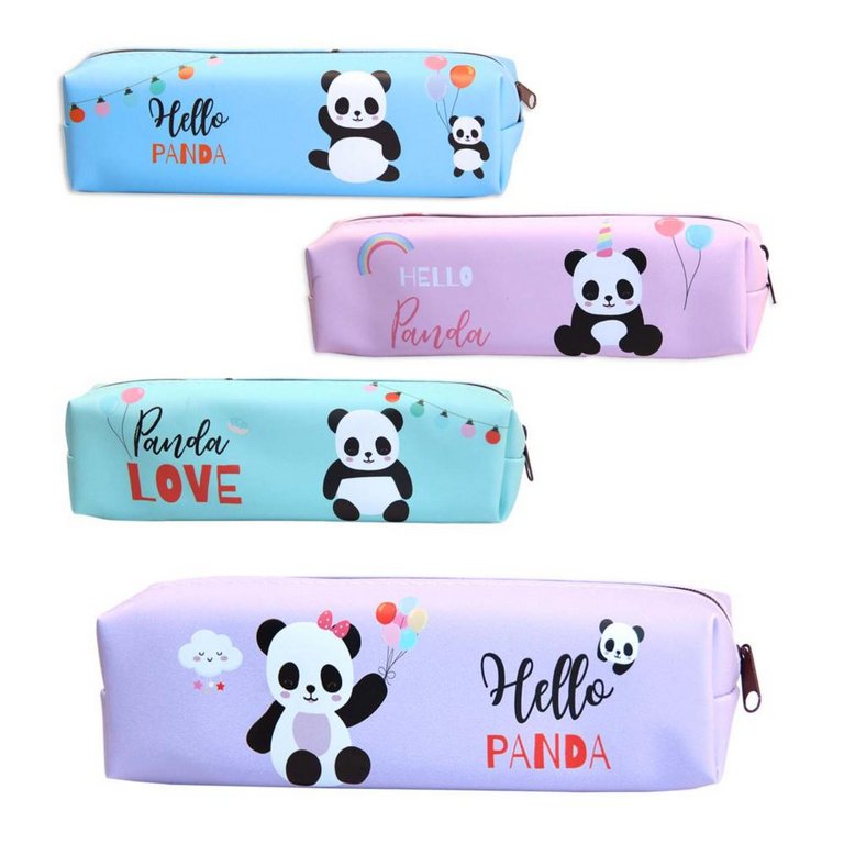 Пенал  для девочки "Панда" 20*6*4 см, ПВХ (ассорти)
