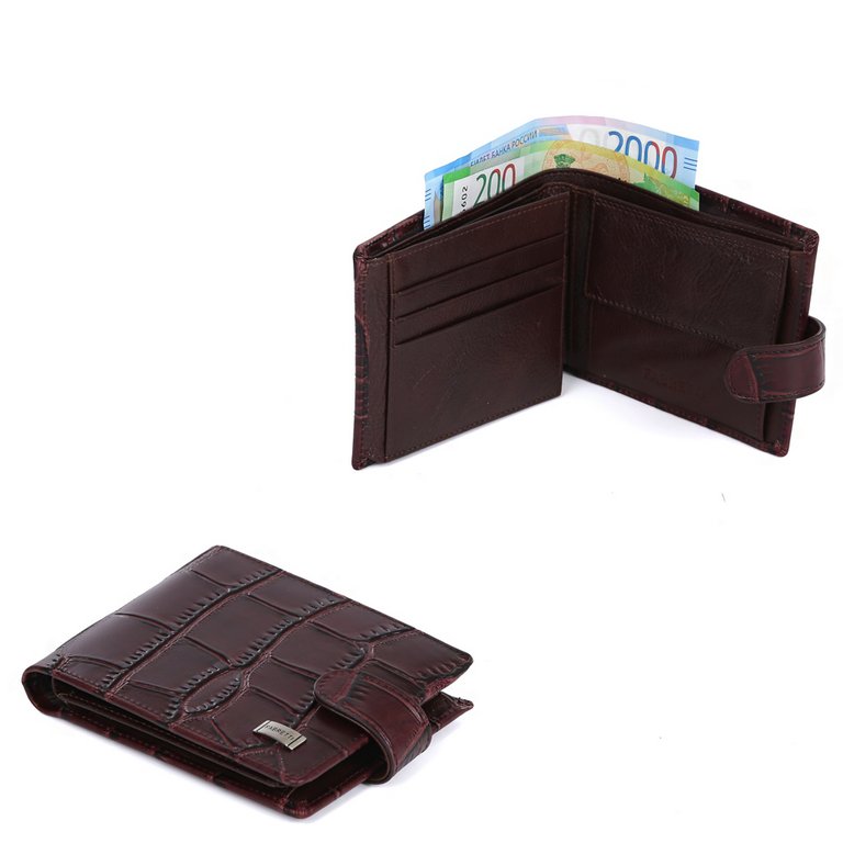 Портмоне FABRETTI мужское, нат.кожа, 13,5*9,5*3см, коричневый