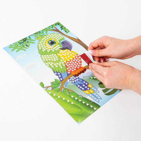 Аппликация из ЭВА сверкающая "Попугай" А4 ЮНЛАНДИЯ