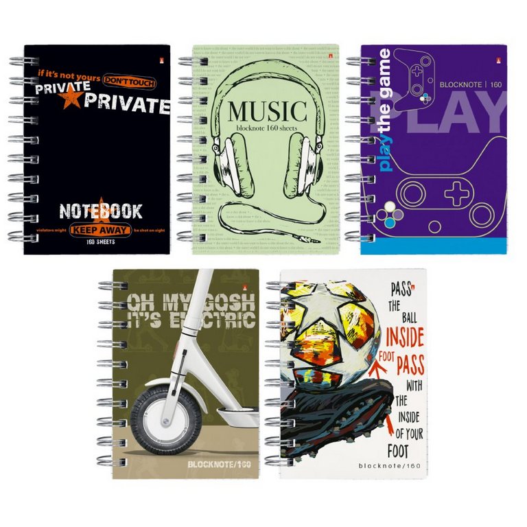 Бизнес-блокнот А6 160л., 105*148 мм, на гребне 5 видов