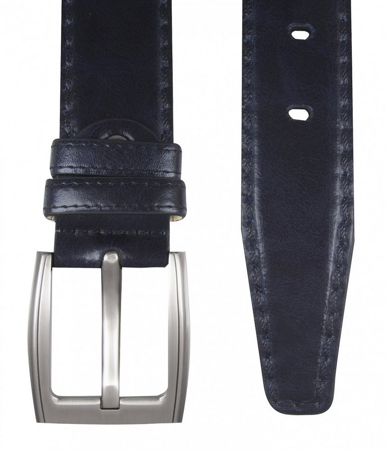 Ремень Alliance нат. кожа,  ширина 40мм, темно-синий