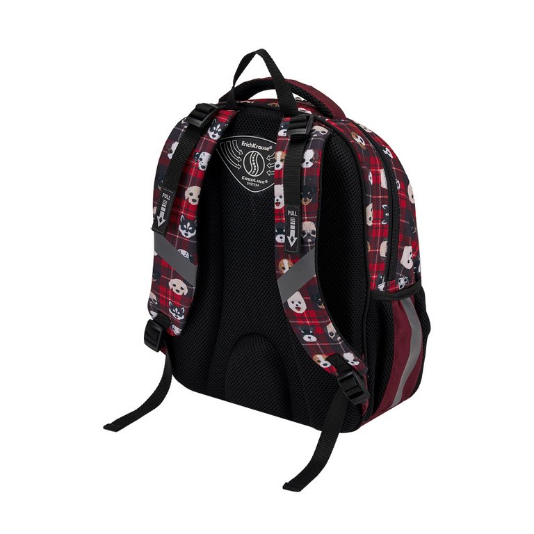 Рюкзак школьный для мальчика ErichKrause ErgoLine15L "Cute Dog" 39*28*14, красный